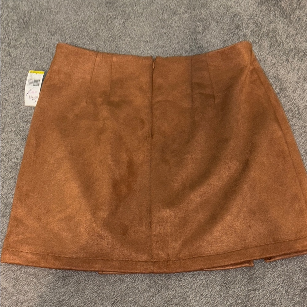 HYFVE Rust Brown Suede-Look Mini Skirt - Picture 3 of 3